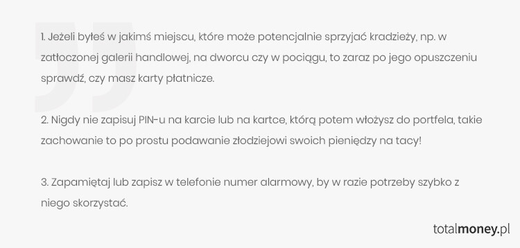 zastrzeżenie karty